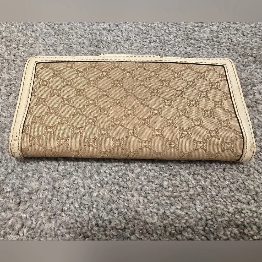 Celine Vintage Canvas Trifold Wallet Neutrals Classic Chic Luxury Minimalist